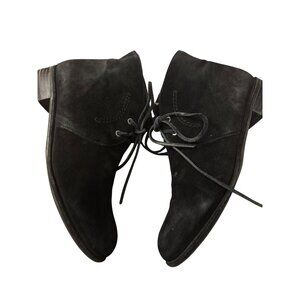 Via Spiga Womens Black Suede Ankle Booties Lace-Up Size 8M Leather Upper